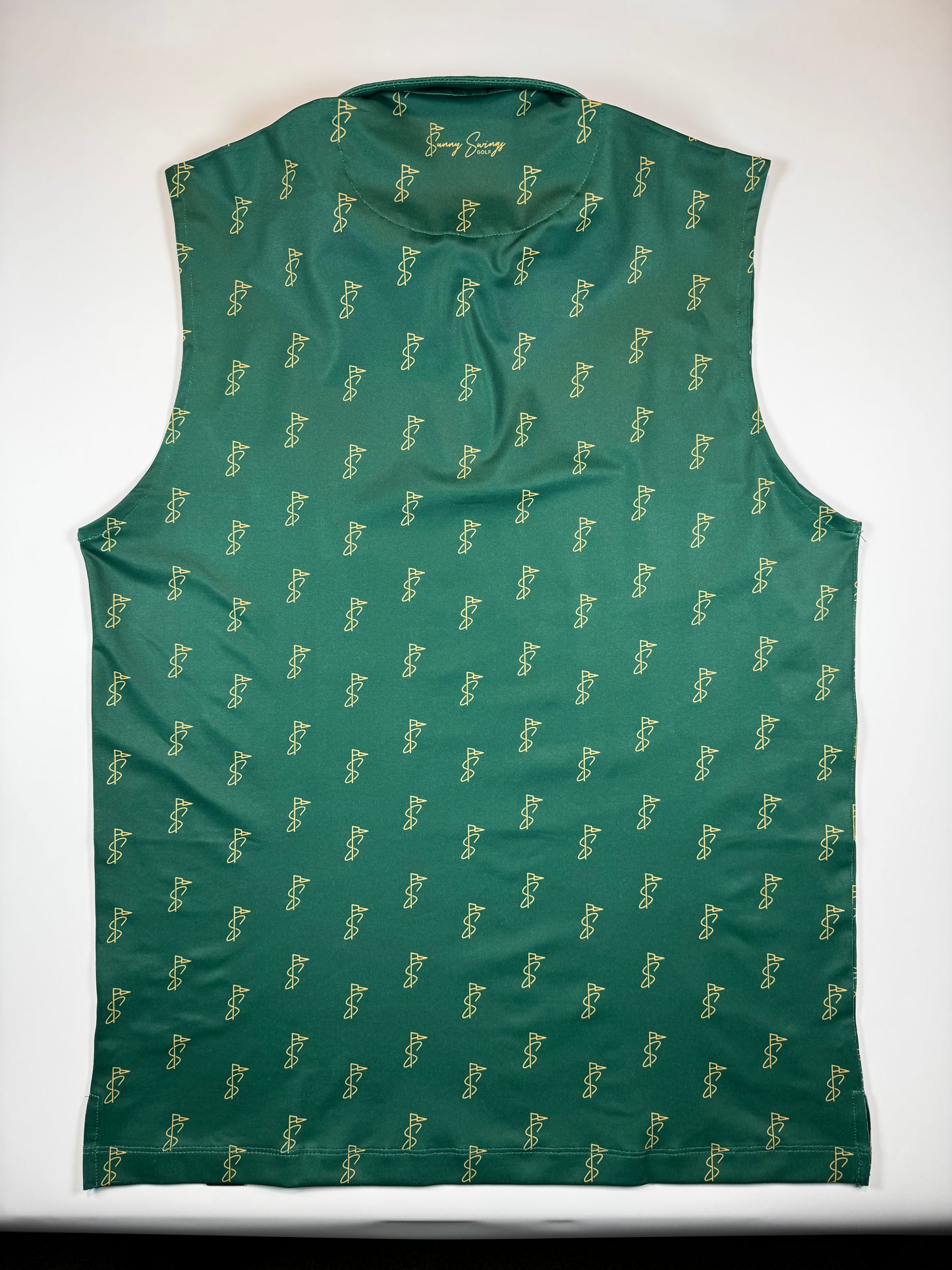 Green and Tan Sleeveless Polo