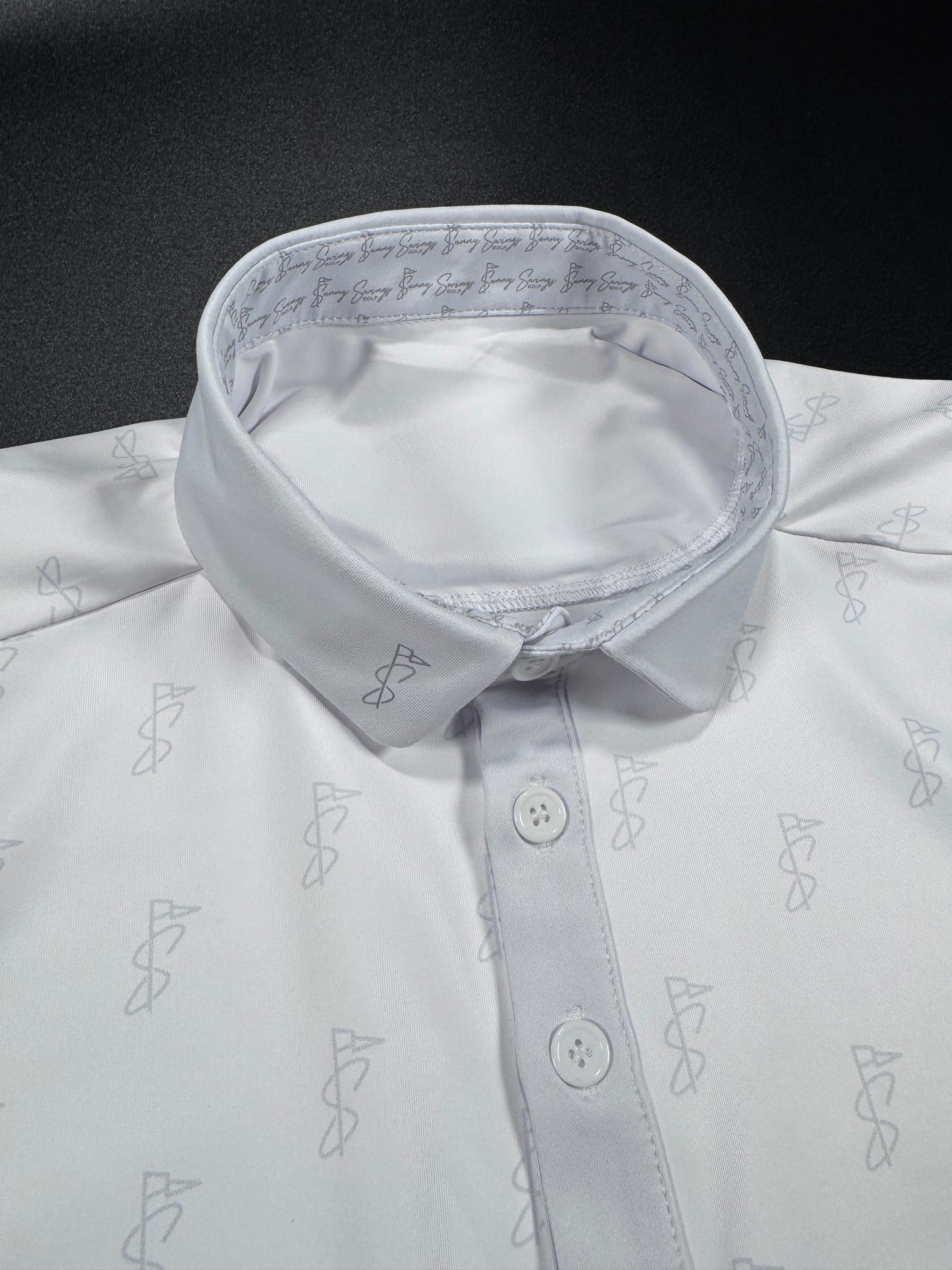 White and Silver Sleeveless Polo