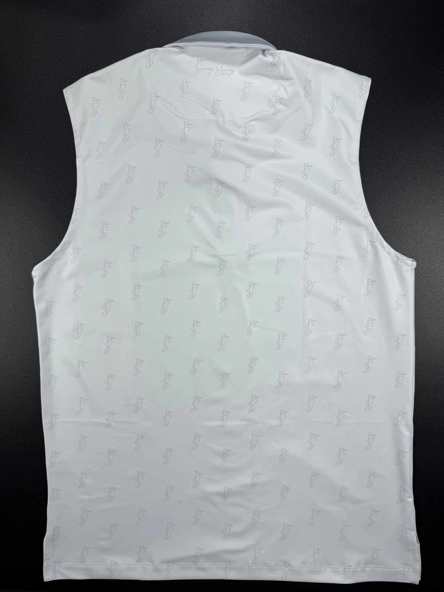 White and Silver Sleeveless Polo