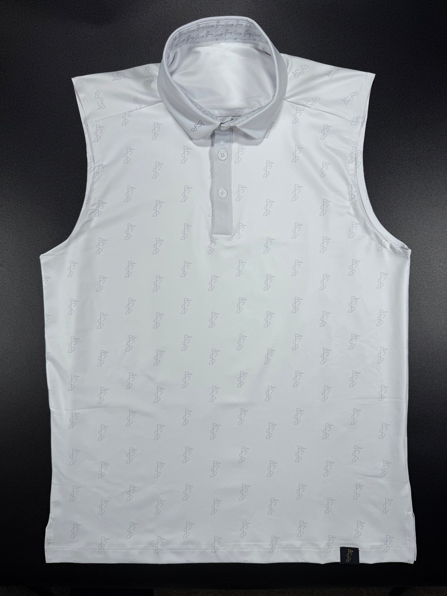 White and Silver Sleeveless Polo