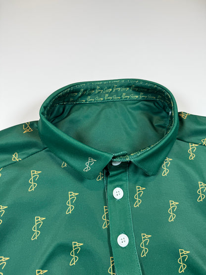 Green and Tan Sleeveless Polo