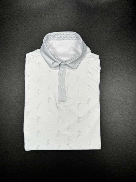 White and Silver Sleeveless Polo